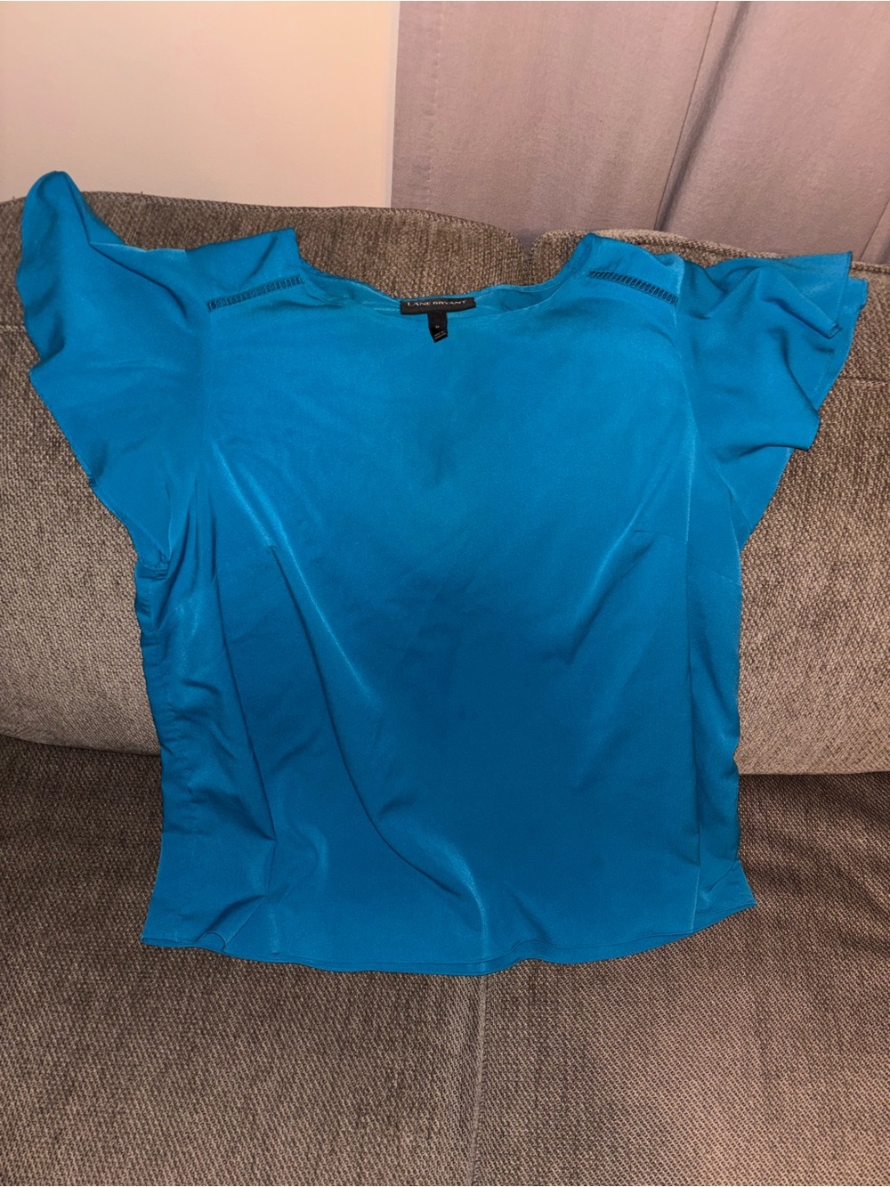 Teal Blue Women's Ruffle Sleeve Top - Unbranded
